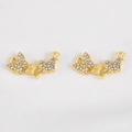 Golden alloy triple butterfly connector link with sparkling crystals for DIY jewelry - Small Butterfly Inlaid / 1 Piece (12.5x24.5mm) / Gold