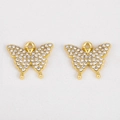 Pair of gold butterfly charms with sparkling crystals for DIY jewelry crafts - Butterfly Zirconia