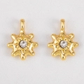 Golden starburst earrings with central cubic zirconia inlay for DIY jewelry design - Hexagram-13x18