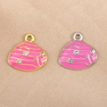 Colgantes de concha en esmalte rosa dorado y plateado con pedrería brillante - Concha Rosa (Tono Plata)