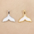 Colgantes de cola de ballena en oro y plata con nácar para creación de joyas DIY - Cola de Sirena Blanca (Tono Plata)