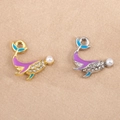Colgantes de ballena en plata S925 con esmalte azul, cristales brillantes y perlas - Ballena Púrpura (Tono Plata)