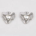 Silver heart pendant with starburst texture and zircon inlay for DIY jewelry - Heart-shaped Rhinestone Set - 16x15 (5 Pieces/pack)
