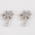 Silver coconut tree pendant charms with sparkling crystals for DIY jewelry making - Coconut Tree Studded With Diamonds - 12x16.5 (5 Pieces/pack)