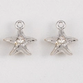 Silver starfish alloy charms with inlaid crystal stone for DIY jewelry making - Starfish With Diamonds - 14.5x16 (5 Pieces/pack)