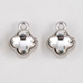 Silver alloy four-leaf clover pendant with clear crystals for DIY jewelry projects - Four-leaf Clover - 11.5 X 14.5 Cm (5 Clover/pack)
