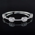 Silver Y2K geometric bangle featuring sparkling zircon octagons on a black mirror surface - Silver Geometric Multi-Stone Style