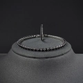Elegant silver-toned jewelry set with black tennis bracelet and matching ring - US 9 / Black Bracelet 5mm-16cm