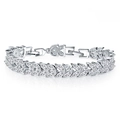 Elegante bracciale in argento da donna con zirconi taglio marquise e design a foglia lucida - Stile Foglia Marquise (Style 7)
