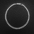 Silver marquise-cut cubic zirconia tennis bracelet with fold-over clasp for women - Small Size (16cm)