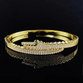 Exquisite gold-plated crocodile open bangle featuring sparkling pavé zircon stones - Gold Crocodile Style
