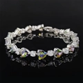 Elegant silver bracelet with heart-shaped mystic topaz and round cubic zirconia stones - Colorful