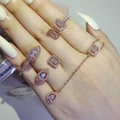 Roségold-Schmuckset mit rosa Steinen inklusive Ringen Ohrringen und Armband - Roségold Mehrteilige Kollektion (Ringe+Ohrringe+Armband) / Roségold