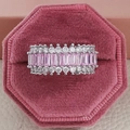 Fashionable pink baguette cut eternity ring in premium velvet gift box presentation - US 5 / Pink