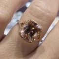 Rose gold plated ring featuring champagne rectangular zircon and halo diamonds for women - US 6 / Rose Gold Champagne