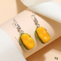 Detail view of 2cm creative resin burger earrings with vibrant layers and silver hooks - Burger (WEH2000)