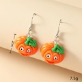 Detailed view of pumpkin earrings measuring 2cm and 7.5g for Halloween jewelry - Pumpkin (WEH1648)