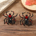 Gothic punk spider earrings with black pear-shaped stone and red crystals for Halloween - Spider Design (weh4046)