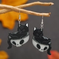 Kreative Punk-Ohrringe mit schwarzer Katze und Totenkopf für Halloween-Schmuck - Schwarze Katze auf Totenkopf Stil (WEH4513)