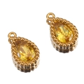 Pendentifs goutte dorés avec cristal jaune ambre pour création de bijoux DIY - Larme / Lot de 10 / Jaune