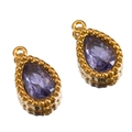 Pendentif goutte à facettes violettes avec bordure dorée pour bijoux DIY - Larme / Lot de 10 / Violet