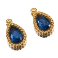 Pendentif goutte doré vintage avec strass bleu foncé pour la fabrication de bijoux DIY - Larme / Lot de 10 / Bleu foncé