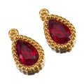 Pendentif goutte en cristal rouge avec bordure dorée pour bijoux faits main - Larme / Lot de 10 / Rouge