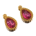 Pendentif goutte d'eau DIY avec cadre perlé doré et pierre précieuse rose facettée - Larme / Lot de 10 / Rose rouge