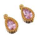 Pendentif goutte plaqué or avec cristal rose pour la création de bijoux DIY - Larme / Lot de 10 / Rose