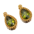 Pendentifs poire en strass vert olive avec bords dorés pour bijoux faits main - Larme / Lot de 10 / Vert