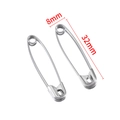 Silver stainless steel safety pins 32mm by 8mm for clothing DIY accessories - Medium Style (32x8mm)