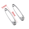 Silver 36mm stainless steel safety pin with 8.5mm ring head for DIY jewelry - Medium-Large Style (36x8.5mm)