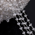 Detail van zilveren ketting met heldere kristallen kralen voor het maken van sieraden - 0,5 Meter/Pak / Driehoek Kristal Koperen Ketting - Helder Zilver