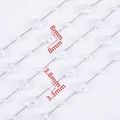 8mm clear beads and small pearls on a silver stainless steel chain for DIY jewelry - 0.5 Meters/Pack / Style 01 Steel Color