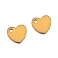 Polished heart shaped pendants in golden finish for DIY necklace and bracelet crafting - 9x10mm / Gold