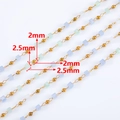 Golden DIY jewelry chain with 2mm metal beads and 2.5mm blue and green frosted square beads - 0.5 Meters/Pack / Purple Grey