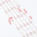 Catena dorata DIY con farfalle rosa 8mm e perle bianche 2.1mm per la creazione di gioielli - Stile 05 (HBX0502)
