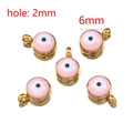 Rosa Böser Blick Anhänger mit Goldrand, 6mm Durchmesser für DIY Schmuckherstellung - Rosa