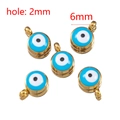 Set mit fünf 6mm blauen Evil Eye Anhängern aus vergoldetem Edelstahl für DIY-Schmuck - Blau