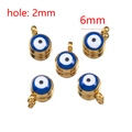 Goldene Evil Eye Anhänger 6mm mit 2mm Loch für DIY Schmuckherstellung und Ketten - Dunkelblau