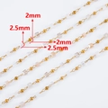 DIY jewelry chain with 2mm gold beads and 2.5mm translucent square faceted beads - White