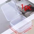 Transparent plastic storage box with hinged lid 6.5cm square mini organizer case - 6.5*6.5*2 (1 Piece)