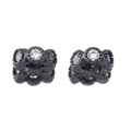 Gun black plated bead with three embedded cubic zirconia for DIY jewelry making - Three Stone Inlaid Design (01 Model)
