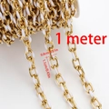 1m goldene Gliederkette aus Edelstahl mit weißer Emaille für DIY Schmuckherstellung - 0,5 Meter/Packung / Weiß