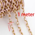 Rosafarbene Emaille 1,1cm goldene Edelstahl-O-Kette für DIY Schmuckherstellung - 0,5 Meter/Packung / Rosa