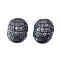 Gun black spacer beads featuring micro-paved white cubic zirconia for DIY bracelets - Micro Inlaid Ball Shape Spacer Bead (04 Model)