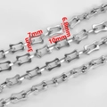 Macro detail of 3mm thick stainless steel square frame chain links for DIY jewelry making - Steel