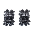 Orecchini a perno in zircone nero gotico con incisioni floreali vintage e piccoli cristalli - Design Vintage Petalo Traforato (Modello 05)