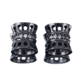 Distanziatore in zircone nero canna di fucile per bracciali con motivo geometrico cavo - Design Geometrico a Colonna Traforata (Modello 06)