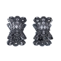 Orecchini neri a forma di fiore in stile gotico con zirconi bianchi e design retrò - Design Gotico della Corona Floreale con Pavé (Modello 07)